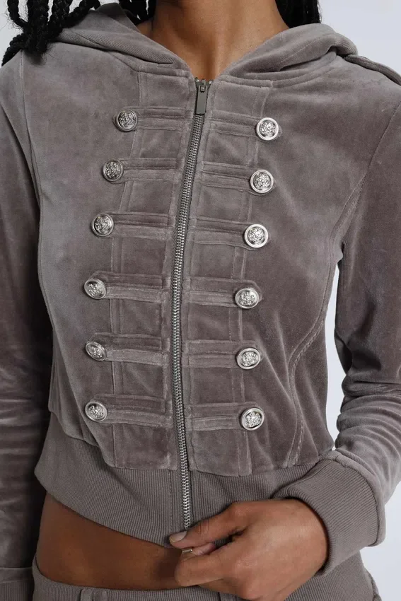 Sudadera con capucha de terciopelo estilo militar «Cavalier»