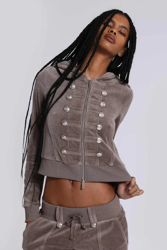 Sudadera con capucha de terciopelo estilo militar «Cavalier»