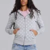 Sudadera con capucha gris de lunares