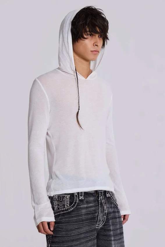 Sudadera con capucha «Mist» en blanco jaspeado