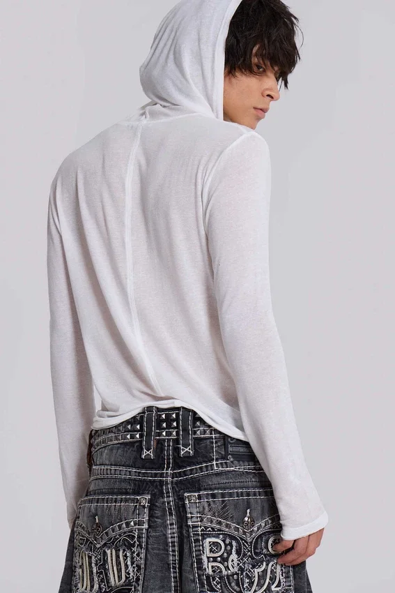 Sudadera con capucha «Mist» en blanco jaspeado