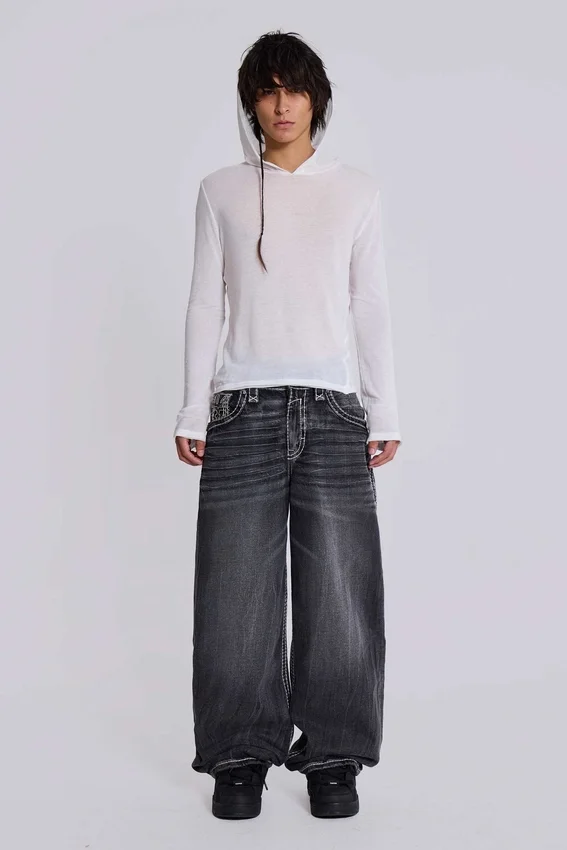 Sudadera con capucha «Mist» en blanco jaspeado