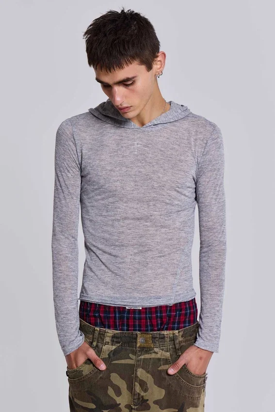 Sudadera con capucha «Mist» en gris jaspeado