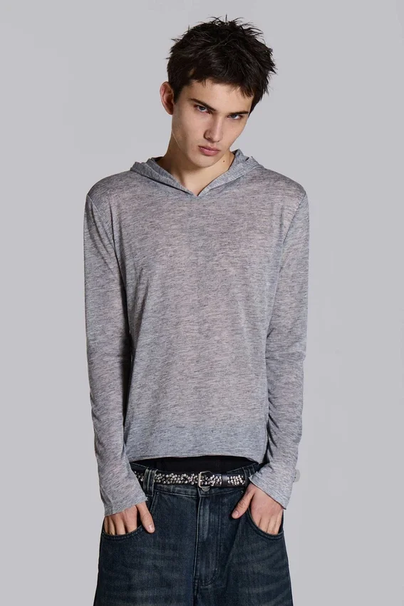 Sudadera con capucha «Mist» en gris jaspeado