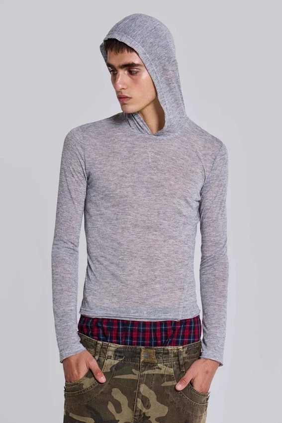 Sudadera con capucha «Mist» en gris jaspeado