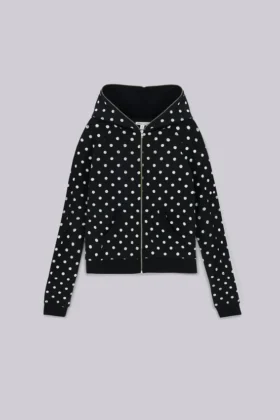 Sudadera con capucha Mono negra con lunares