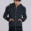 Sudadera con capucha Mono negra con lunares