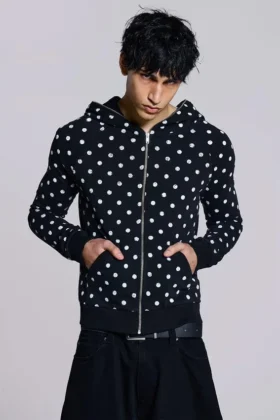 Sudadera con capucha Mono negra con lunares