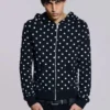 Sudadera con capucha Mono negra con lunares