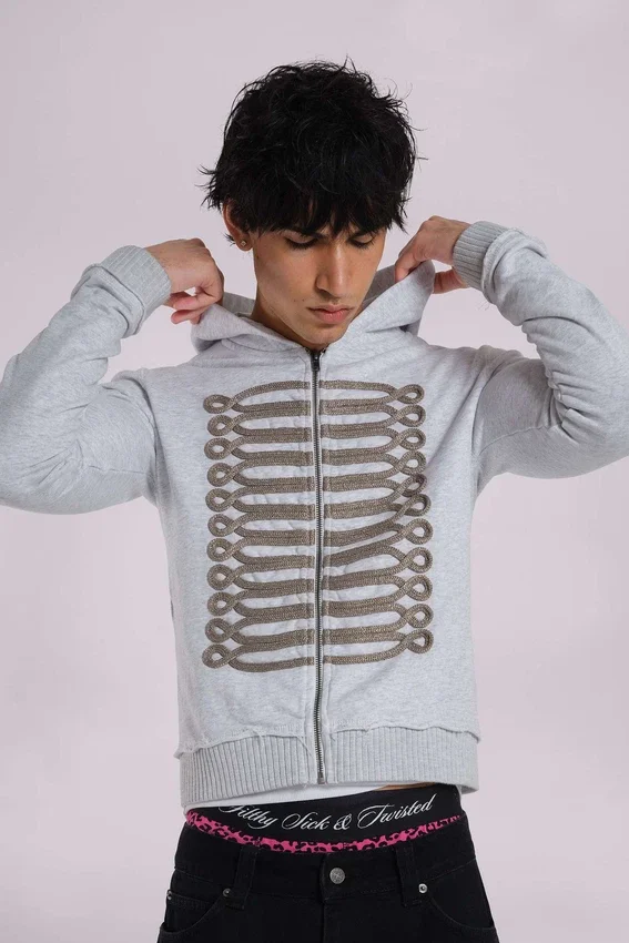Sudadera con capucha «Monster Hoodie» en gris jaspeado