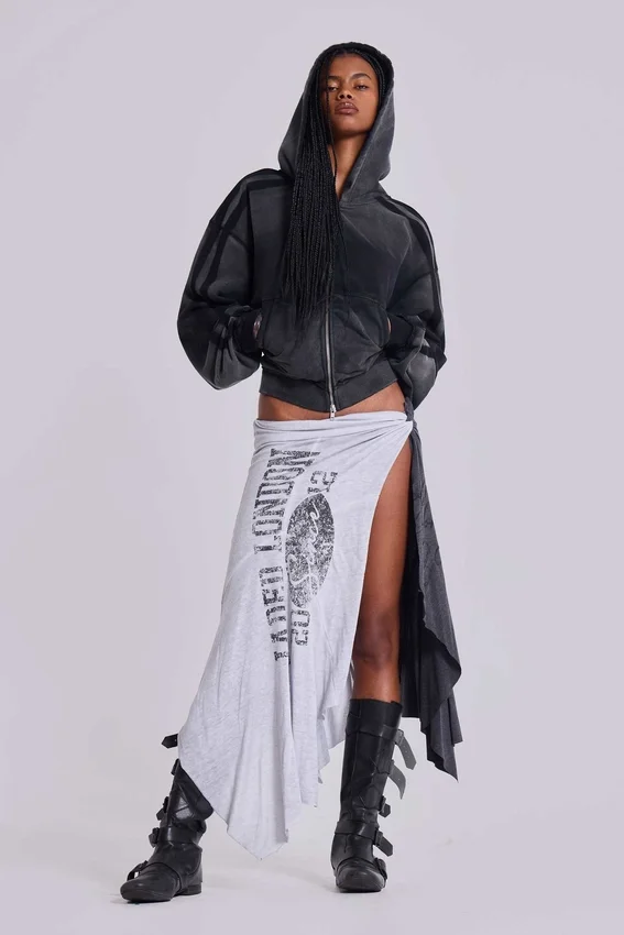 Sudadera con capucha «Monster Hoodie» holgada y deportiva en gris