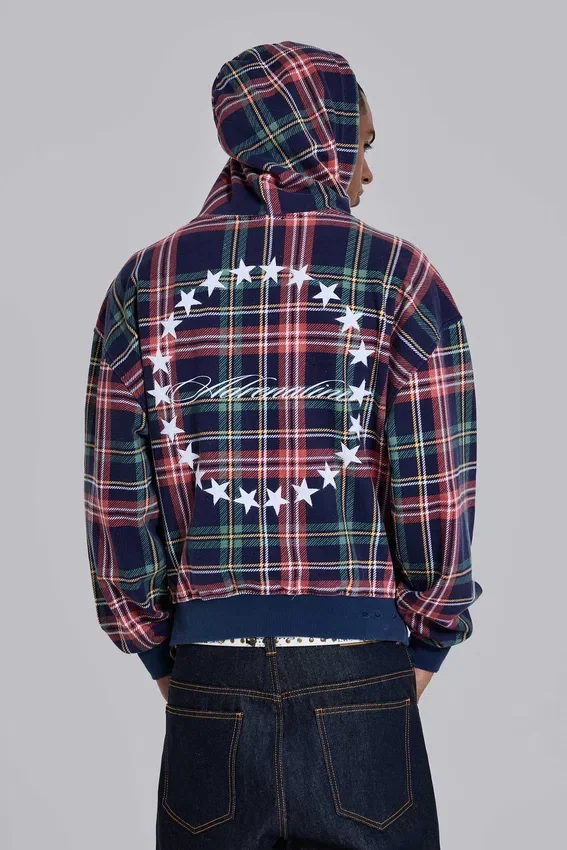 Sudadera con capucha y cremallera a cuadros «Adrenaline»
