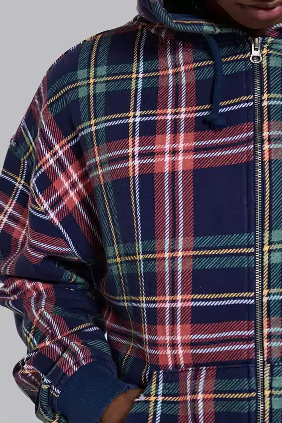 Sudadera con capucha y cremallera a cuadros «Adrenaline»