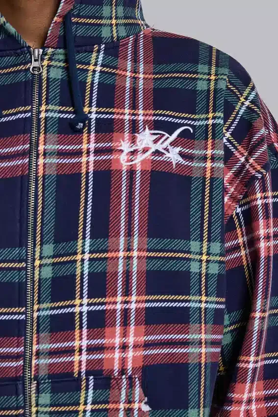 Sudadera con capucha y cremallera a cuadros «Adrenaline»