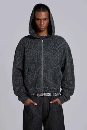 Sudadera Monster Hoodie de leopardo en gris carbón