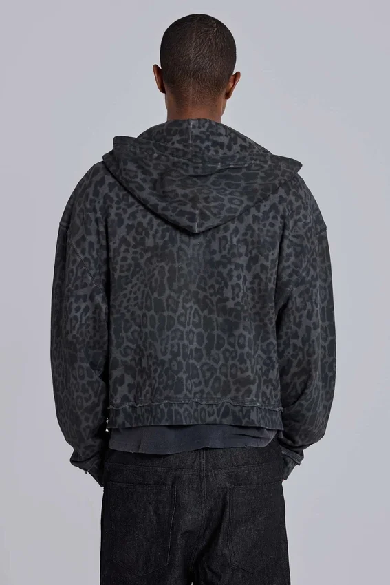 Sudadera Monster Hoodie de leopardo en gris carbón