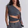 Top asimétrico Mena en gris