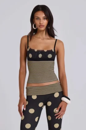 Top camisola fruncido Lola con rayas y lunares