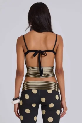 Top camisola fruncido Lola con rayas y lunares