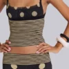 Top camisola fruncido Lola con rayas y lunares