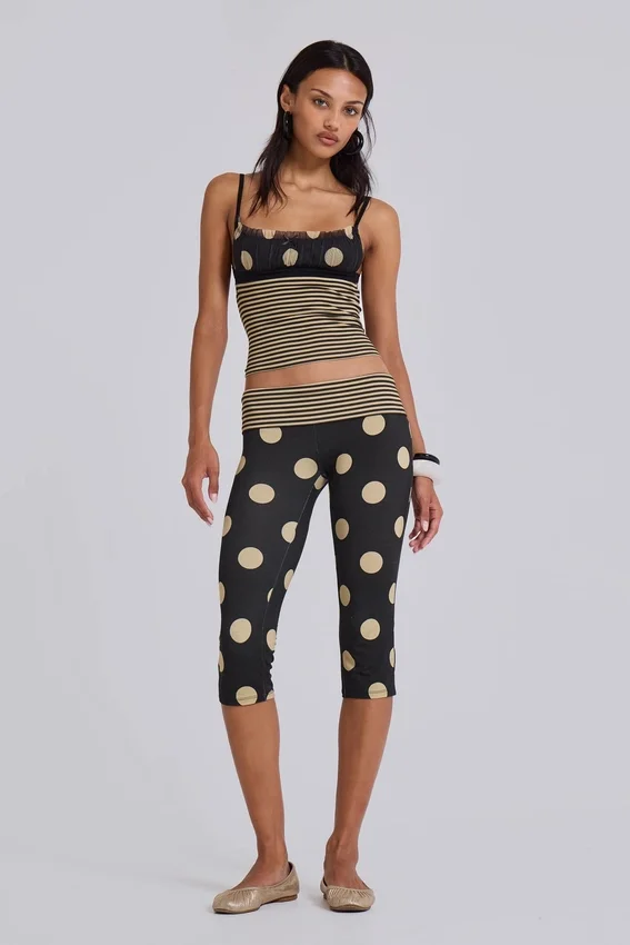 Top camisola fruncido Lola con rayas y lunares
