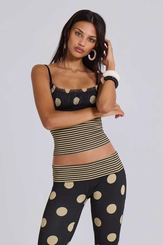 Top camisola fruncido Lola con rayas y lunares