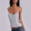 Top con pedrería Aleya en gris jaspeado