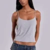 Top con pedrería Aleya en gris jaspeado