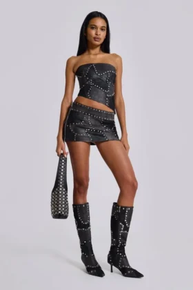 Top corsé con tachuelas «Shadow»