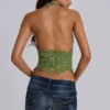 Top corsé de encaje Roswen en verde