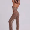Pantalones de punto con lentejuelas Deva en color arena
