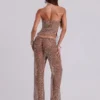 Pantalones de punto con lentejuelas Deva en color arena