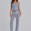 Pantalones de punto con lentejuelas Deva en color cielo
