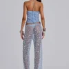 Pantalones de punto con lentejuelas Deva en color cielo