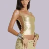 Top corsé «Idol» de estilo vendaje metalizado en dorado