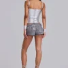 Pantalones cortos de denim mini con recubrimiento Ardor en color plateado