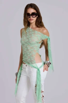 Top de encaje multiuso Faye en color menta