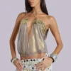 Top de gasa con lentejuelas metalizadas Morgana