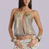 Top de gasa con lentejuelas metalizadas Morgana