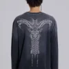 Top de manga larga azul marino opaco