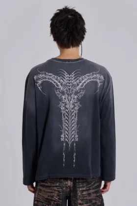 Top de manga larga azul marino opaco