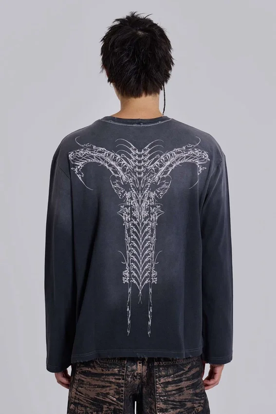 Top de manga larga azul marino opaco