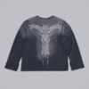 Top de manga larga azul marino opaco