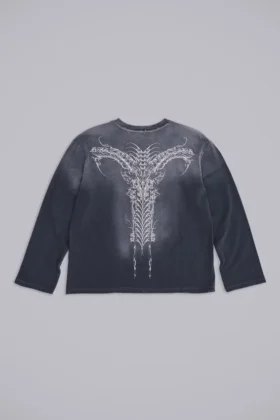 Top de manga larga azul marino opaco