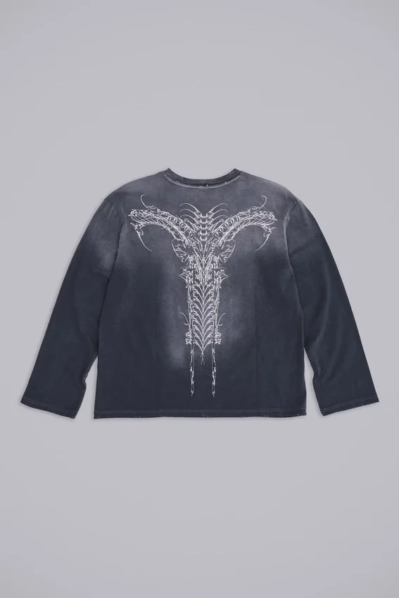 Top de manga larga azul marino opaco
