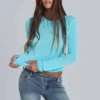 Top de manga larga «Turquoise Mist»