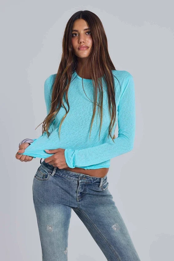 Top de manga larga «Turquoise Mist»