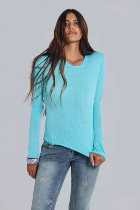 Top de manga larga «Turquoise Mist»