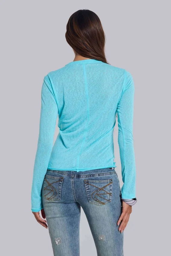 Top de manga larga «Turquoise Mist»