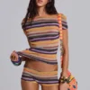 Top de punto asimétrico a rayas multicolor «Cata»